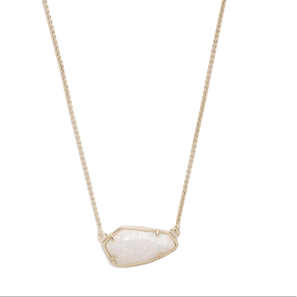 Kendra Scott White Kyocera Opal Silver Necklace